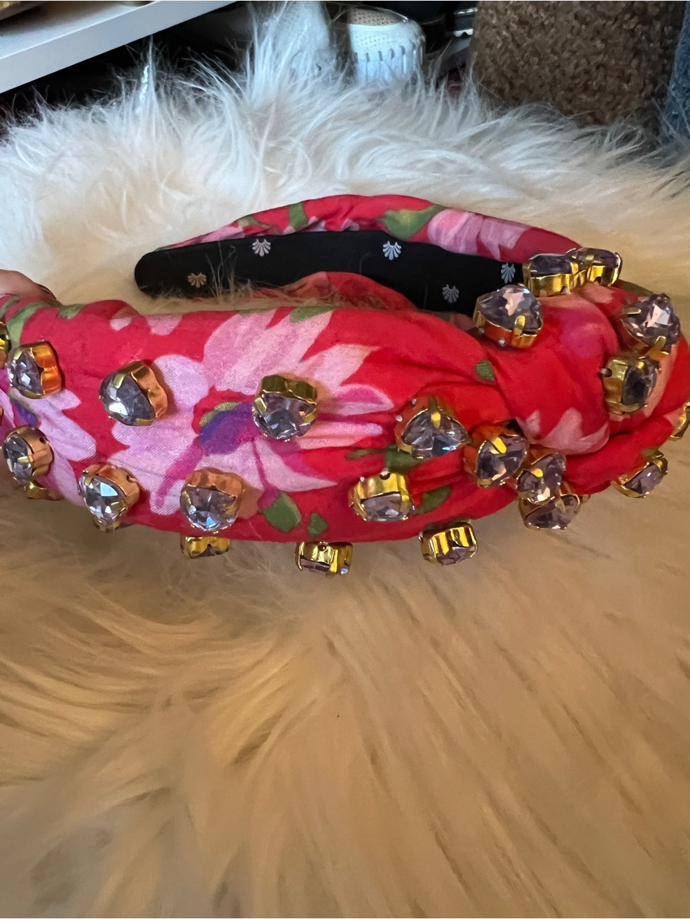 Lele Sadoughi x LoveShackFancy Liberty Fabrics Crystal Rhinestone Heart Headband